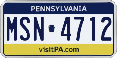 PA license plate MSN4712
