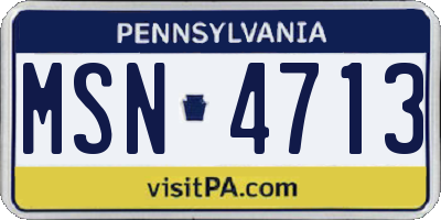 PA license plate MSN4713