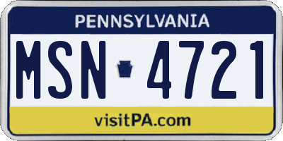 PA license plate MSN4721