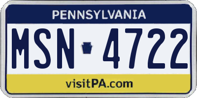 PA license plate MSN4722