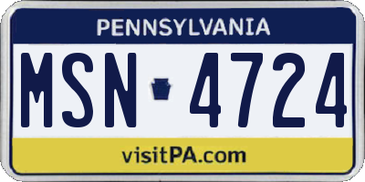 PA license plate MSN4724