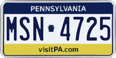 PA license plate MSN4725
