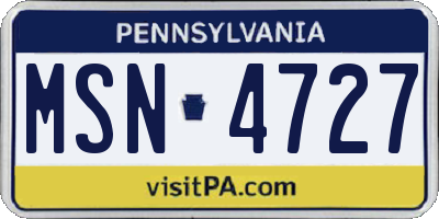 PA license plate MSN4727