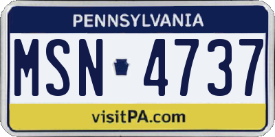 PA license plate MSN4737