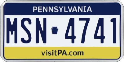 PA license plate MSN4741