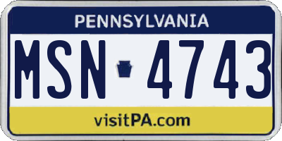 PA license plate MSN4743