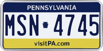 PA license plate MSN4745