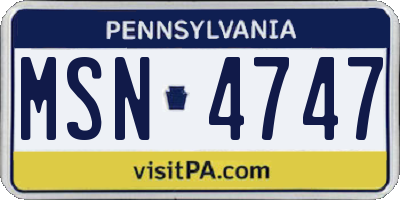PA license plate MSN4747