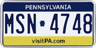 PA license plate MSN4748