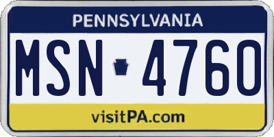 PA license plate MSN4760