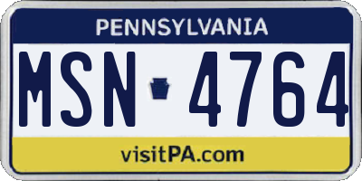 PA license plate MSN4764