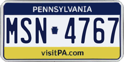 PA license plate MSN4767