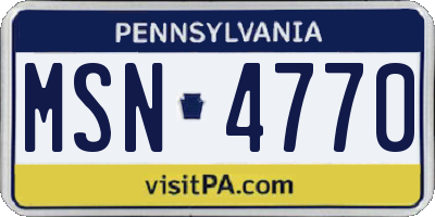 PA license plate MSN4770