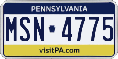 PA license plate MSN4775