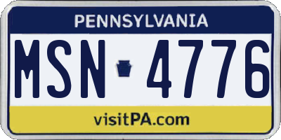 PA license plate MSN4776