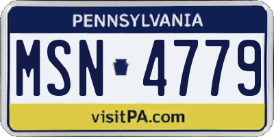 PA license plate MSN4779