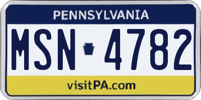 PA license plate MSN4782