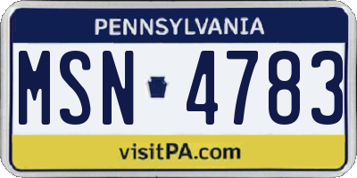 PA license plate MSN4783