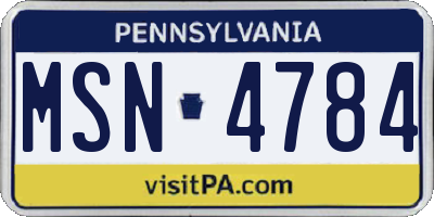 PA license plate MSN4784