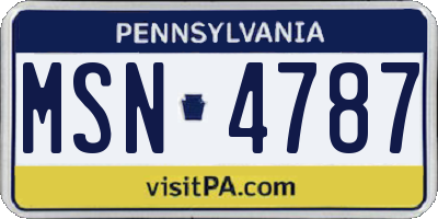 PA license plate MSN4787