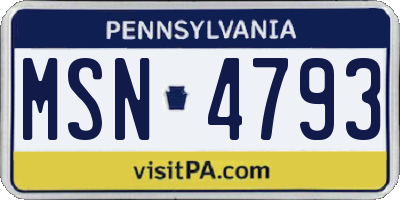 PA license plate MSN4793