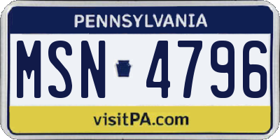 PA license plate MSN4796