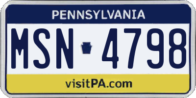 PA license plate MSN4798