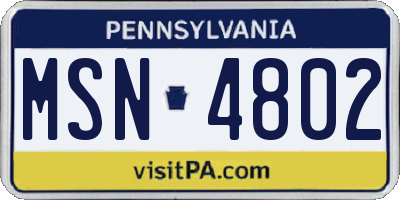 PA license plate MSN4802