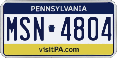 PA license plate MSN4804