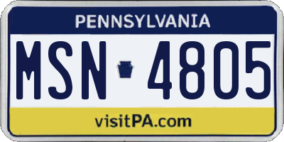 PA license plate MSN4805