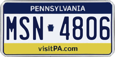 PA license plate MSN4806