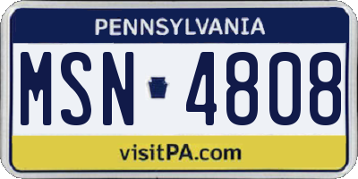 PA license plate MSN4808