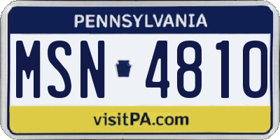 PA license plate MSN4810