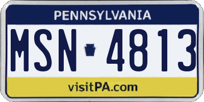 PA license plate MSN4813