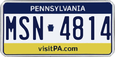 PA license plate MSN4814