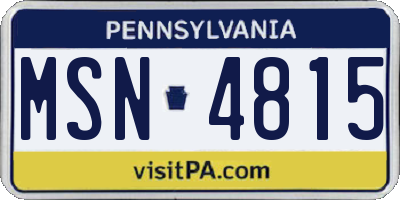 PA license plate MSN4815