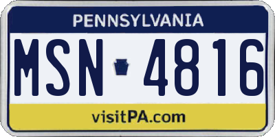 PA license plate MSN4816