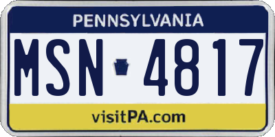 PA license plate MSN4817