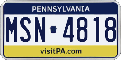 PA license plate MSN4818