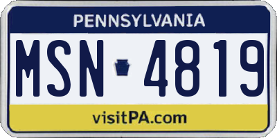 PA license plate MSN4819