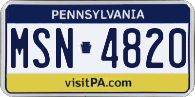 PA license plate MSN4820