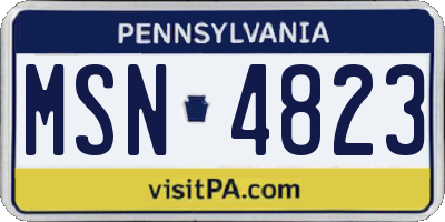 PA license plate MSN4823
