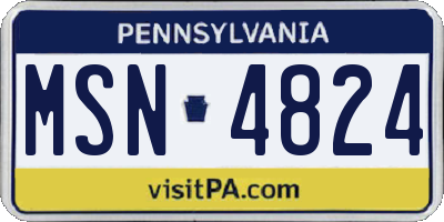 PA license plate MSN4824