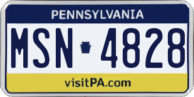 PA license plate MSN4828