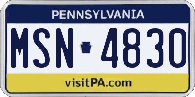 PA license plate MSN4830