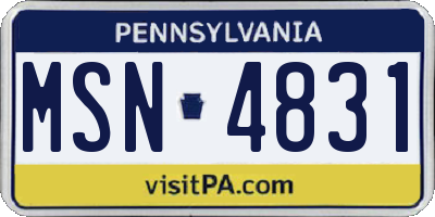 PA license plate MSN4831