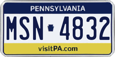 PA license plate MSN4832