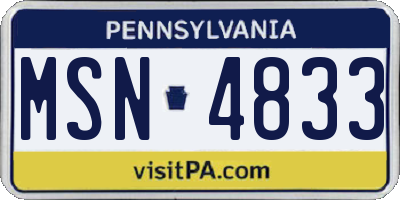 PA license plate MSN4833
