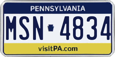 PA license plate MSN4834
