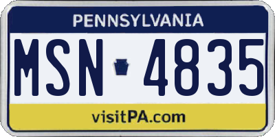PA license plate MSN4835